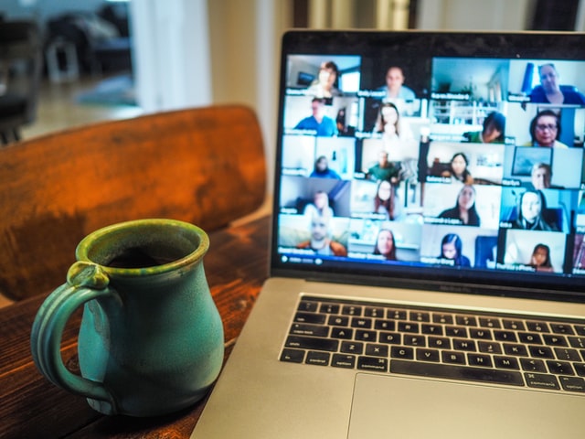 Zoom meeting with coffee mug - small